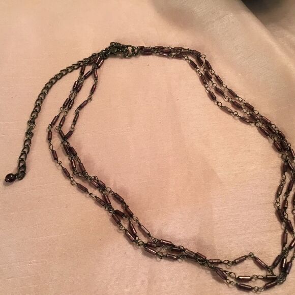 Triple Strand Chocolate Metal Necklace - Picture 5 of 5